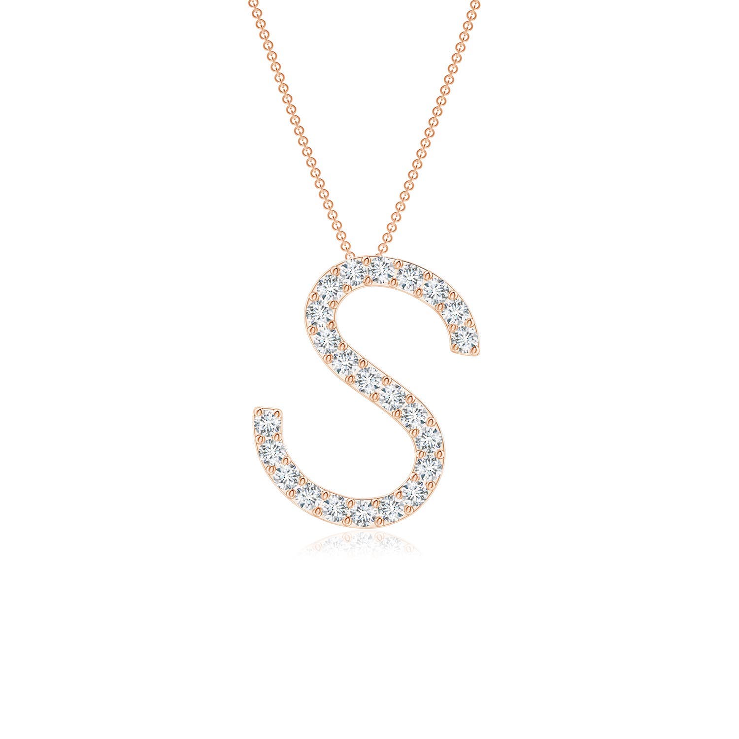 1.2mm FGVS Prong-Set Lab-Grown Diamond Capital "S" Initial Pendant in Rose Gold