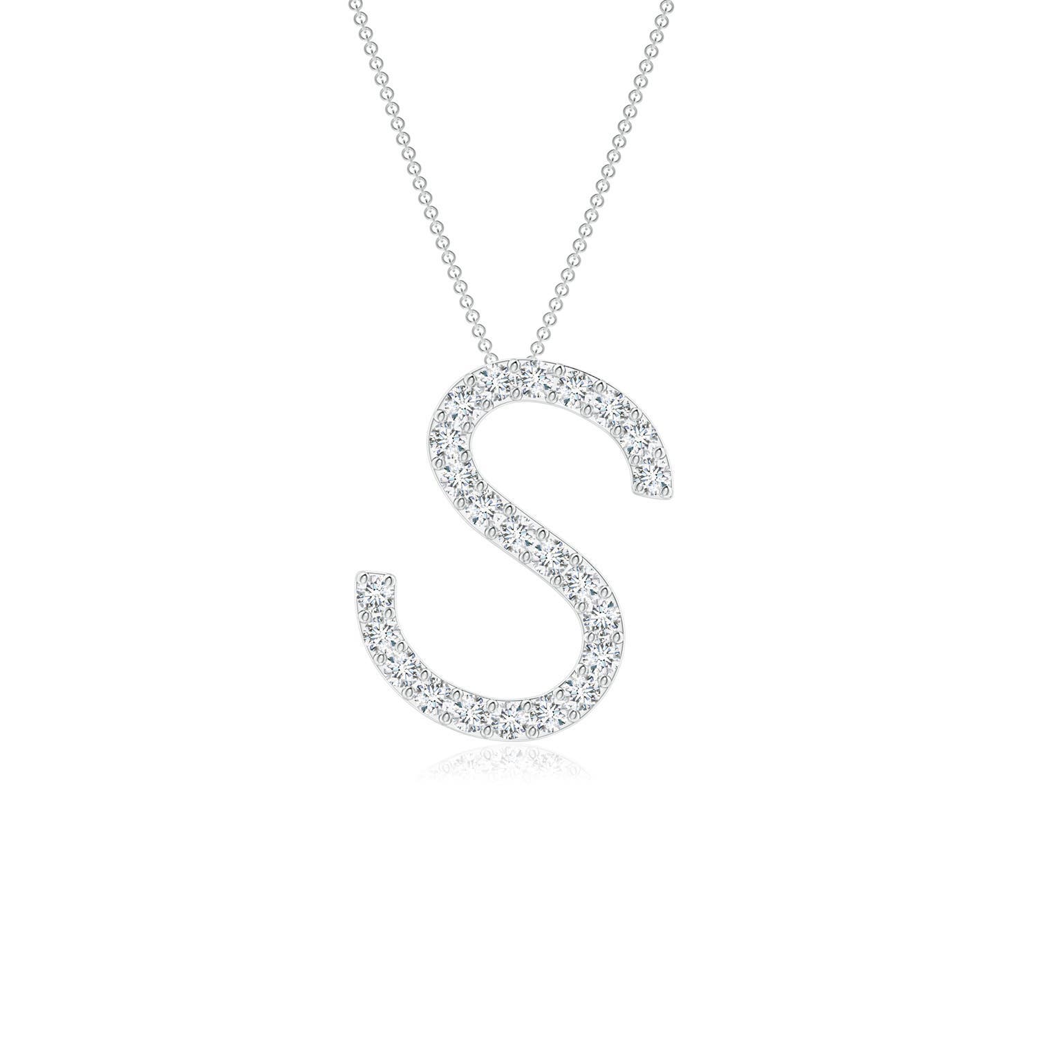 1.2mm FGVS Prong-Set Lab-Grown Diamond Capital "S" Initial Pendant in White Gold