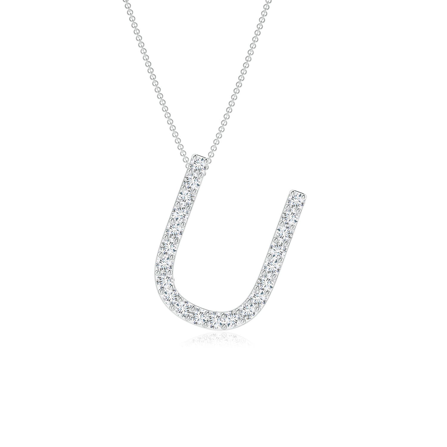 1.2mm FGVS Lab-Grown Prong-Set Diamond Capital "U" Initial Pendant in 18K White Gold