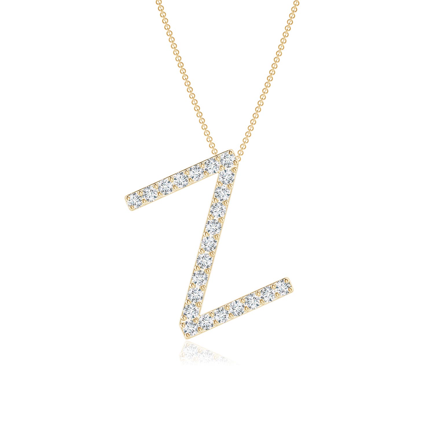 1.2mm FGVS Lab-Grown Prong-Set Diamond Capital "Z" Initial Pendant in 18K Yellow Gold