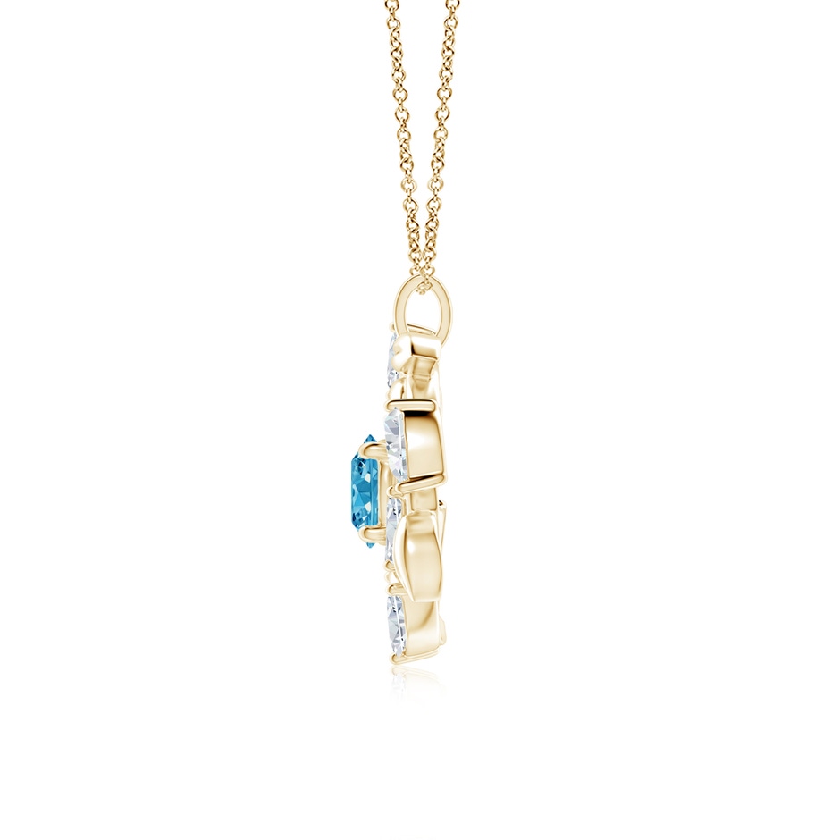 7mm Labgrown Lab-Grown Fancy Intense Blue and White Diamond Olive Branch Pendant in Yellow Gold side 199