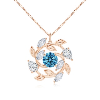 8mm Labgrown Lab-Grown Fancy Intense Blue and White Diamond Olive Branch Pendant in 18K Rose Gold