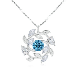 8mm Labgrown Lab-Grown Fancy Intense Blue and White Diamond Olive Branch Pendant in P950 Platinum