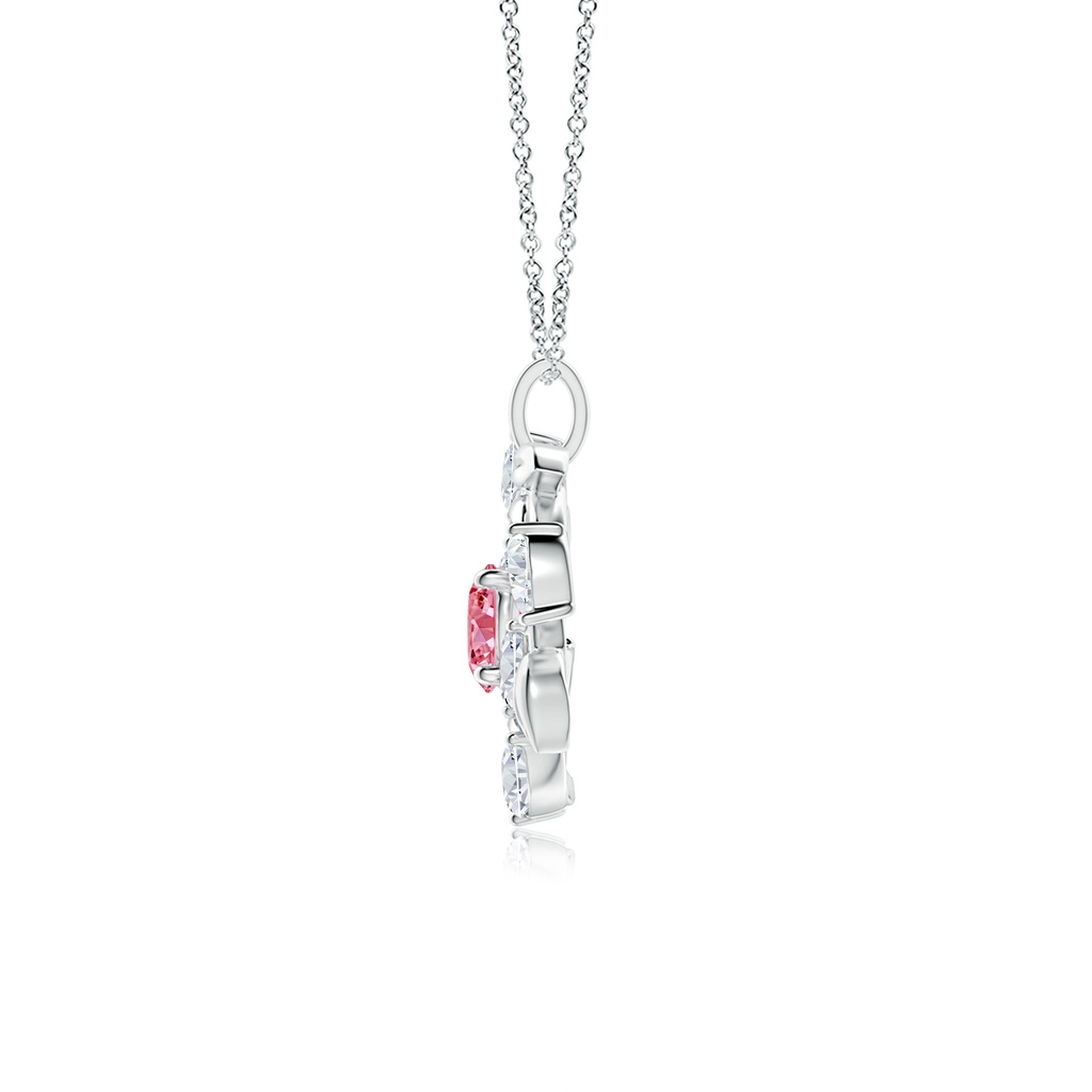 6mm Labgrown Lab-Grown Fancy Intense Pink and White Diamond Olive Branch Pendant in P950 Platinum - side 199
