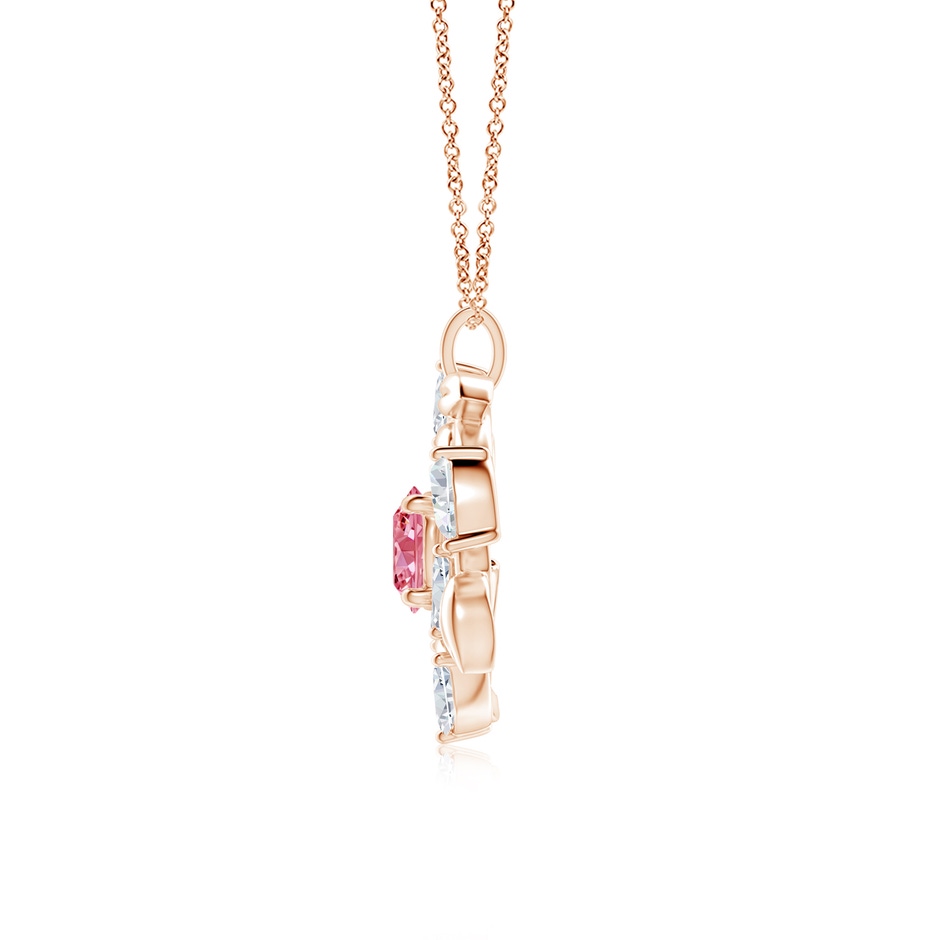 7mm Labgrown Lab-Grown Fancy Intense Pink and White Diamond Olive Branch Pendant in Rose Gold side 199