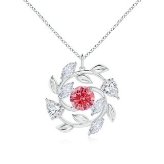 8mm Labgrown Lab-Grown Fancy Intense Pink and White Diamond Olive Branch Pendant in P950 Platinum