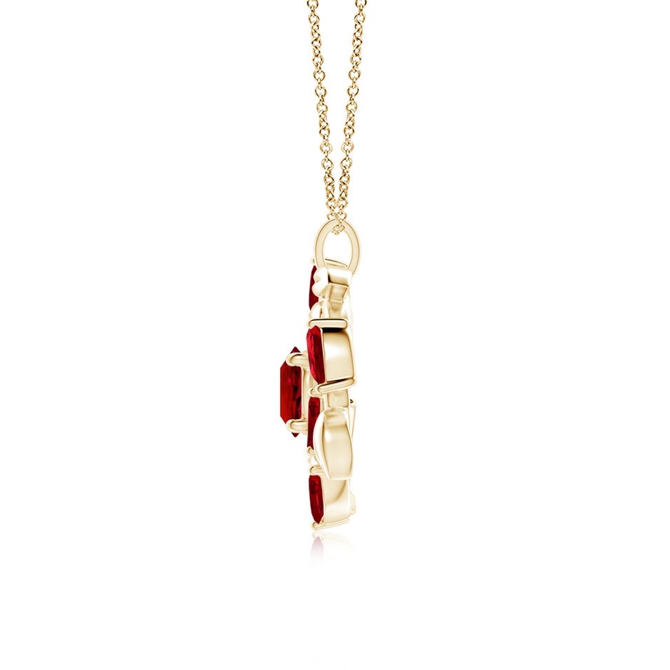 7mm Labgrown Lab-Grown Round and Marquise Ruby Olive Branch Pendant in Yellow Gold side 199