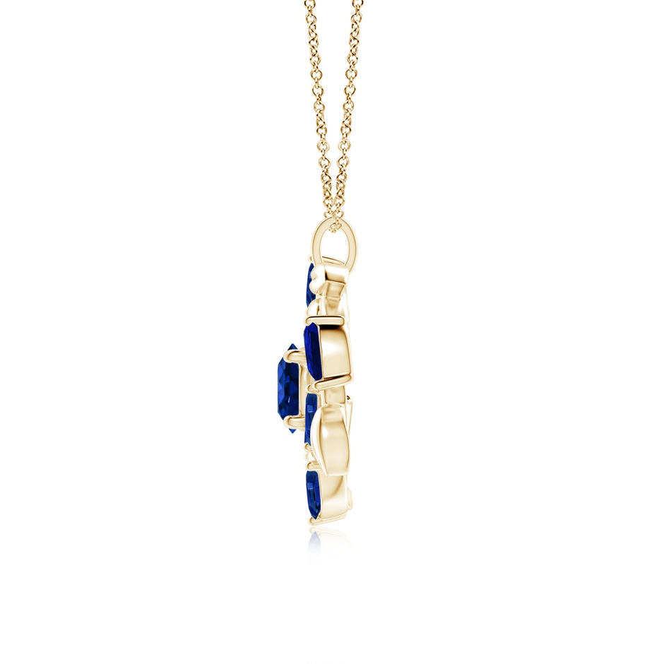 7mm Labgrown Lab-Grown Round and Marquise Blue Sapphire Olive Branch Pendant in Yellow Gold side 199