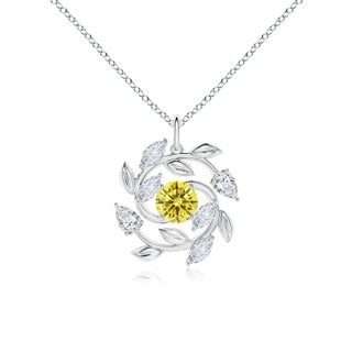 6mm Labgrown Lab-Grown Fancy Intense Yellow and White Diamond Olive Branch Pendant in P950 Platinum