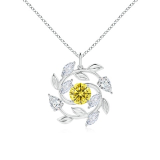 7mm Labgrown Lab-Grown Fancy Intense Yellow and White Diamond Olive Branch Pendant in P950 Platinum