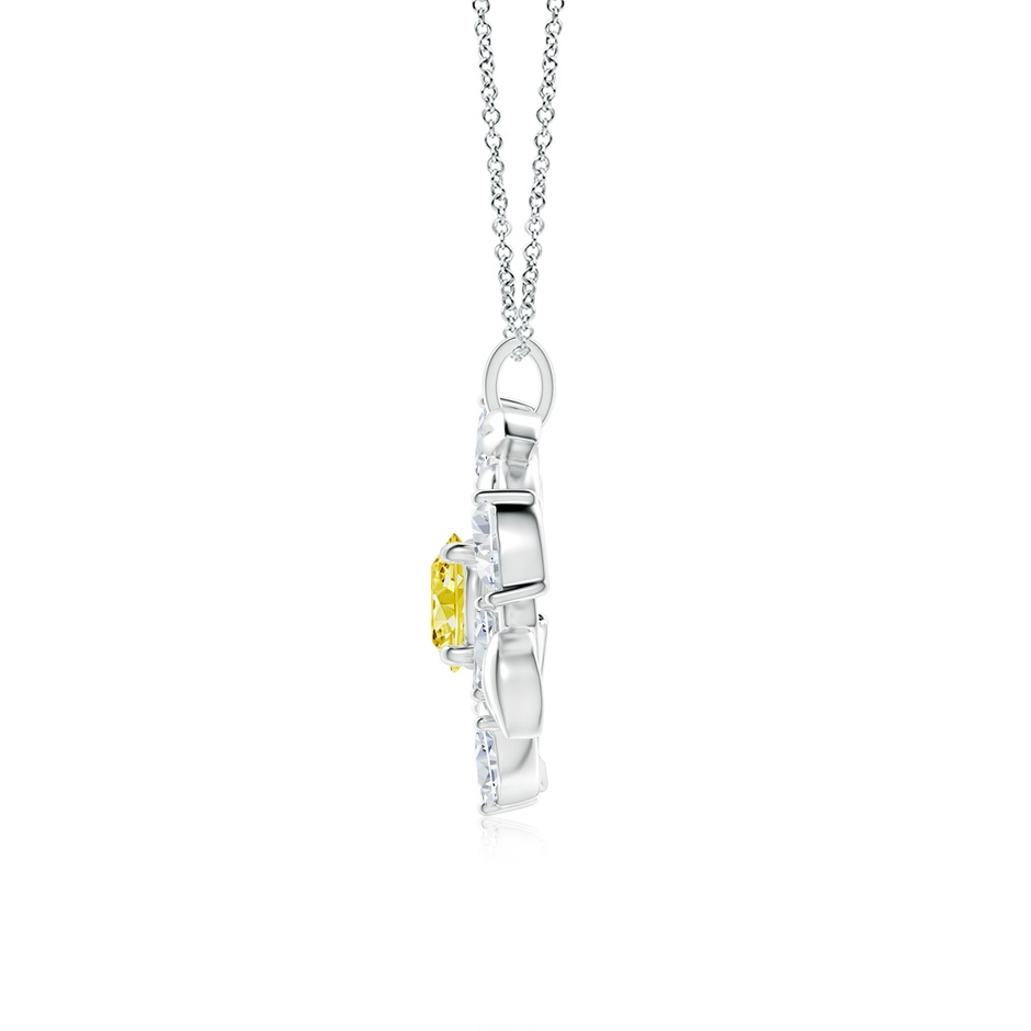 7mm Labgrown Lab-Grown Fancy Intense Yellow and White Diamond Olive Branch Pendant in White Gold side 199