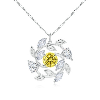 8mm Labgrown Lab-Grown Fancy Intense Yellow and White Diamond Olive Branch Pendant in P950 Platinum