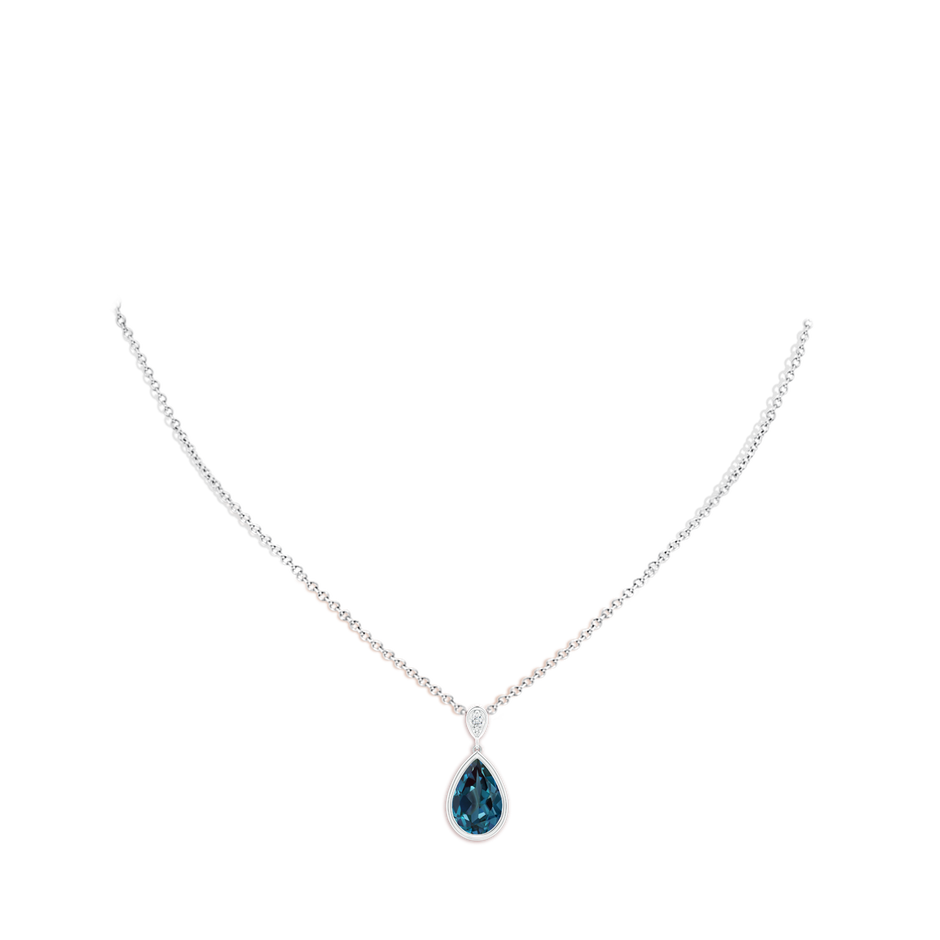 12x8mm Labgrown Bezel-Set Lab-Grown Alexandrite Teardrop Pendant with Diamond in 18K White Gold pen