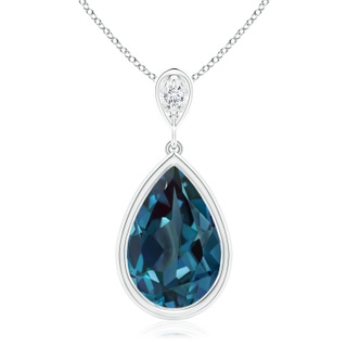 12x8mm Labgrown Bezel-Set Lab-Grown Alexandrite Teardrop Pendant with Diamond in P950 Platinum