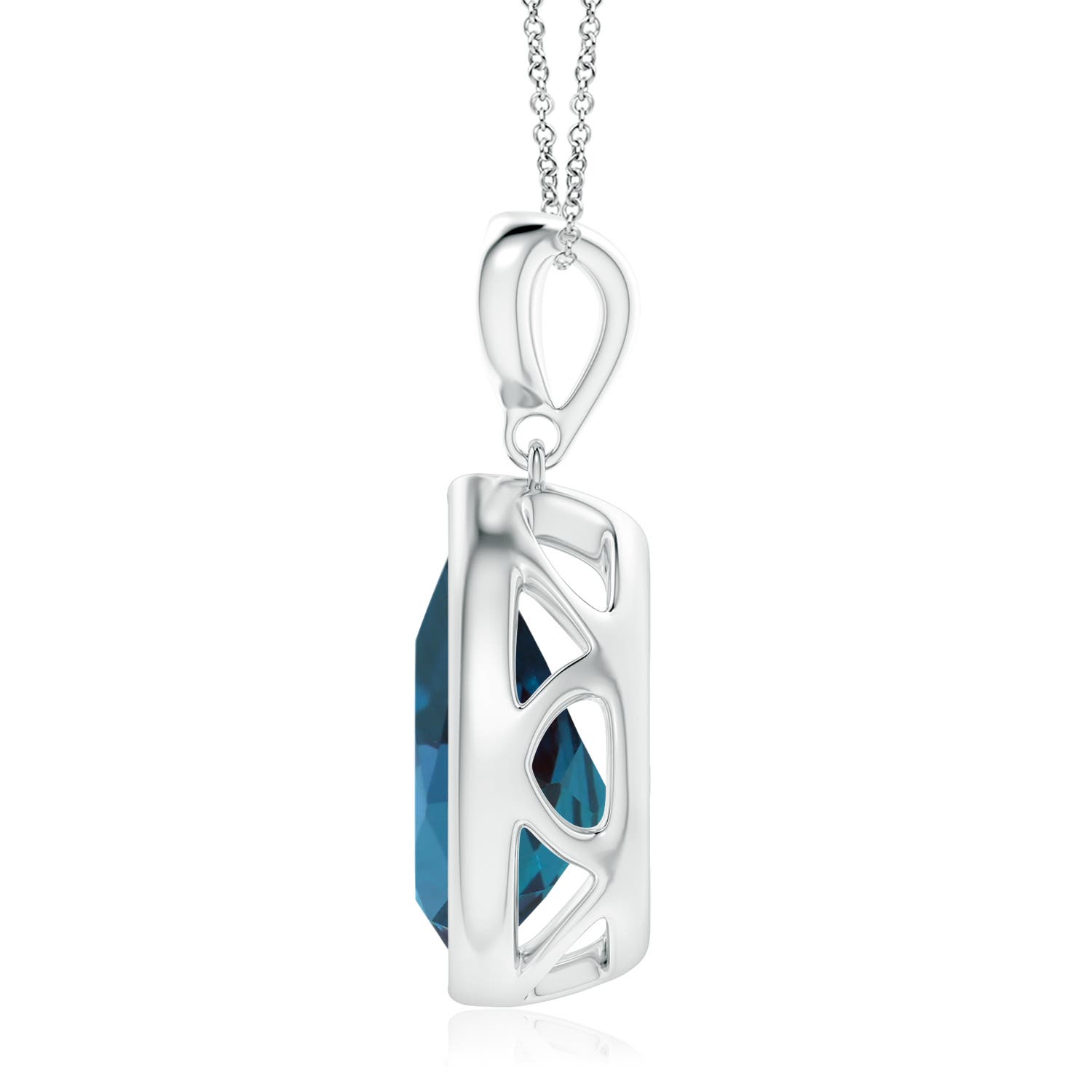 12x8mm Labgrown Bezel-Set Lab-Grown Alexandrite Teardrop Pendant with Diamond in P950 Platinum