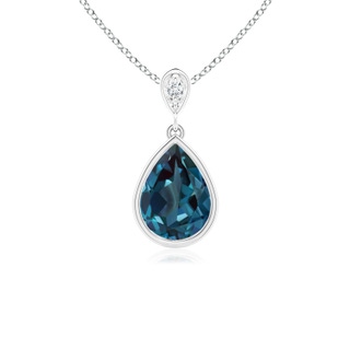 8x6mm Labgrown Bezel-Set Lab-Grown Alexandrite Teardrop Pendant with Diamond in P950 Platinum