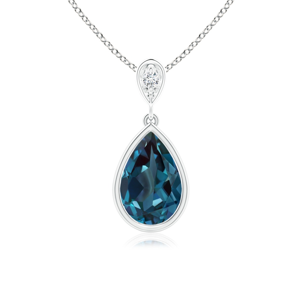 9x6mm Labgrown Bezel-Set Lab-Grown Alexandrite Teardrop Pendant with Diamond in White Gold