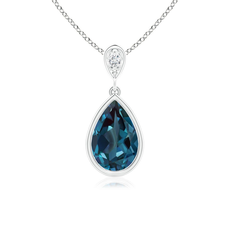 9x6mm Labgrown Bezel-Set Lab-Grown Alexandrite Teardrop Pendant with Diamond in White Gold 