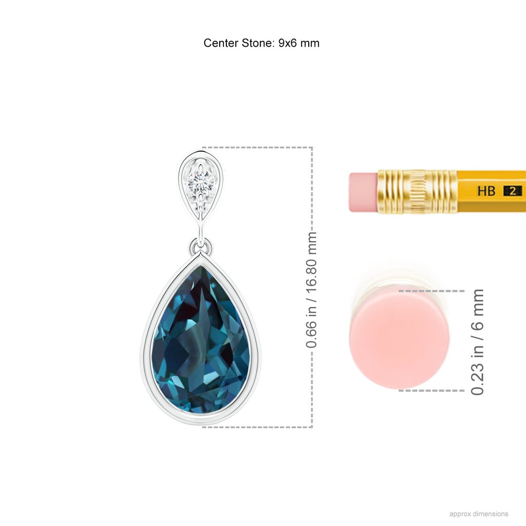 9x6mm Labgrown Bezel-Set Lab-Grown Alexandrite Teardrop Pendant with Diamond in White Gold - ruler