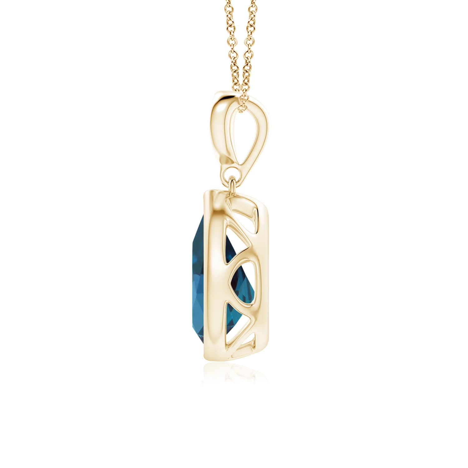 9x6mm Labgrown Bezel-Set Lab-Grown Alexandrite Teardrop Pendant with Diamond in Yellow Gold