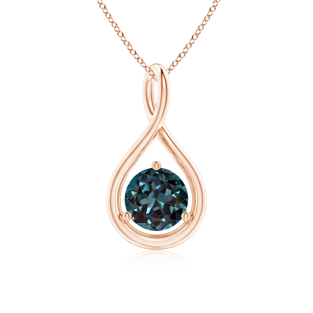 6mm Labgrown Solitaire Lab-Grown Alexandrite Infinity Twist Pendant in Rose Gold