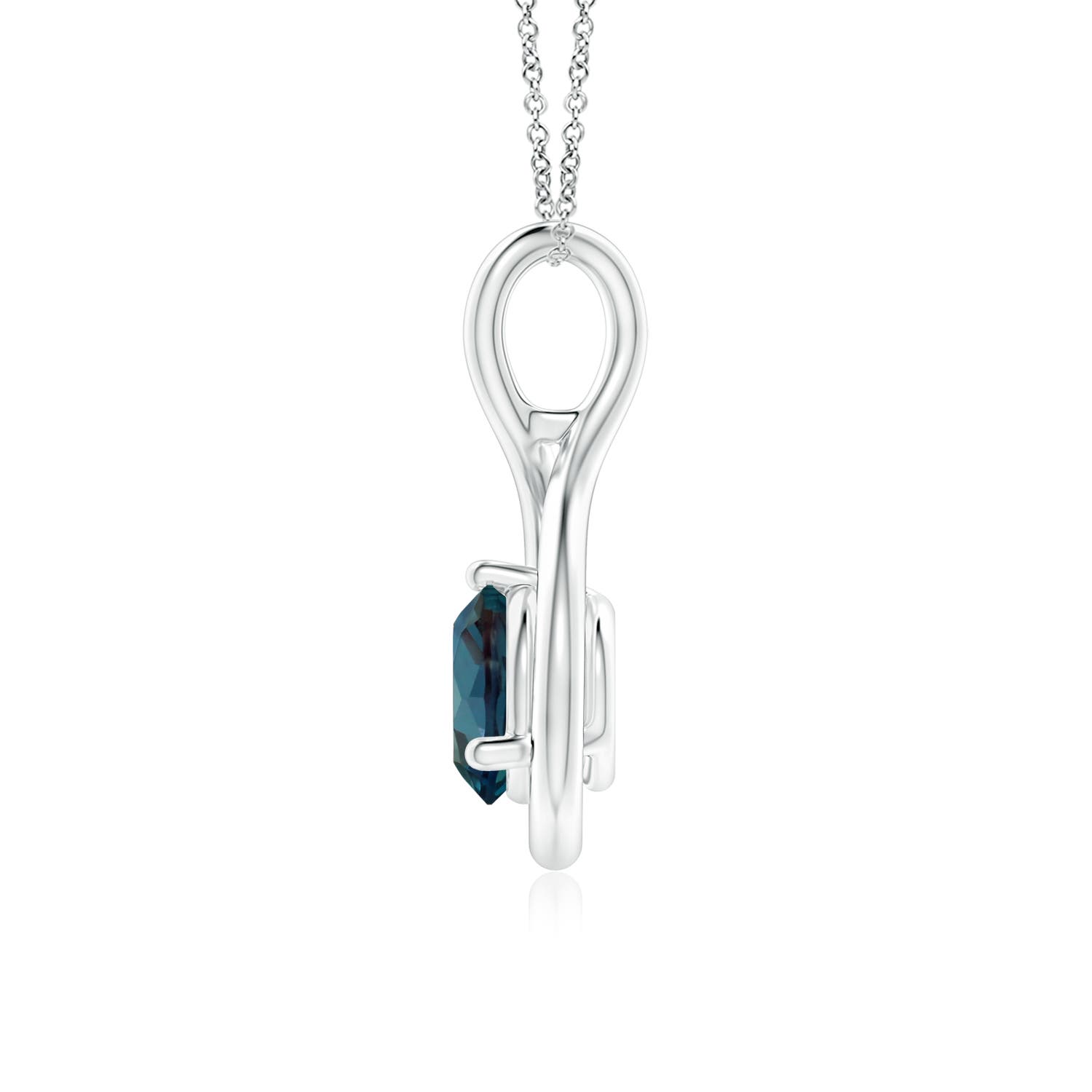 6mm Labgrown Solitaire Lab-Grown Alexandrite Infinity Twist Pendant in White Gold - side 3