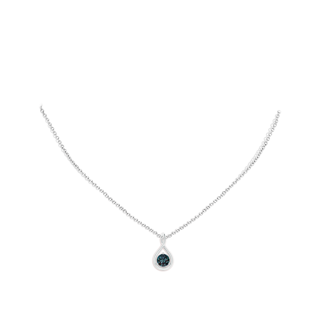 6mm Labgrown Solitaire Lab-Grown Alexandrite Infinity Twist Pendant in White Gold - body_neck