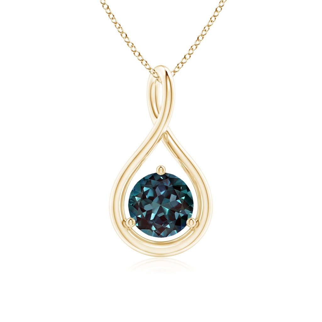 6mm Labgrown Solitaire Lab-Grown Alexandrite Infinity Twist Pendant in Yellow Gold