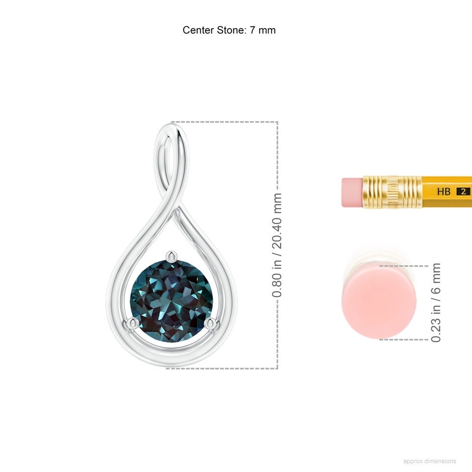 7mm Labgrown Solitaire Lab-Grown Alexandrite Infinity Twist Pendant in White Gold ruler