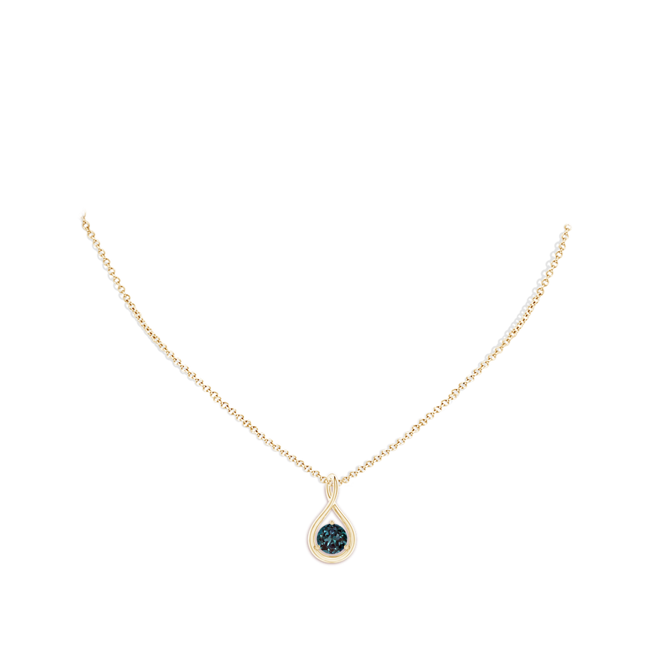 7mm Labgrown Solitaire Lab-Grown Alexandrite Infinity Twist Pendant in Yellow Gold pen