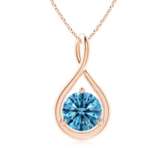 6.4mm Labgrown Solitaire Round Lab-Grown Fancy Intense Blue Diamond Infinity Twist Pendant in 9K Rose Gold