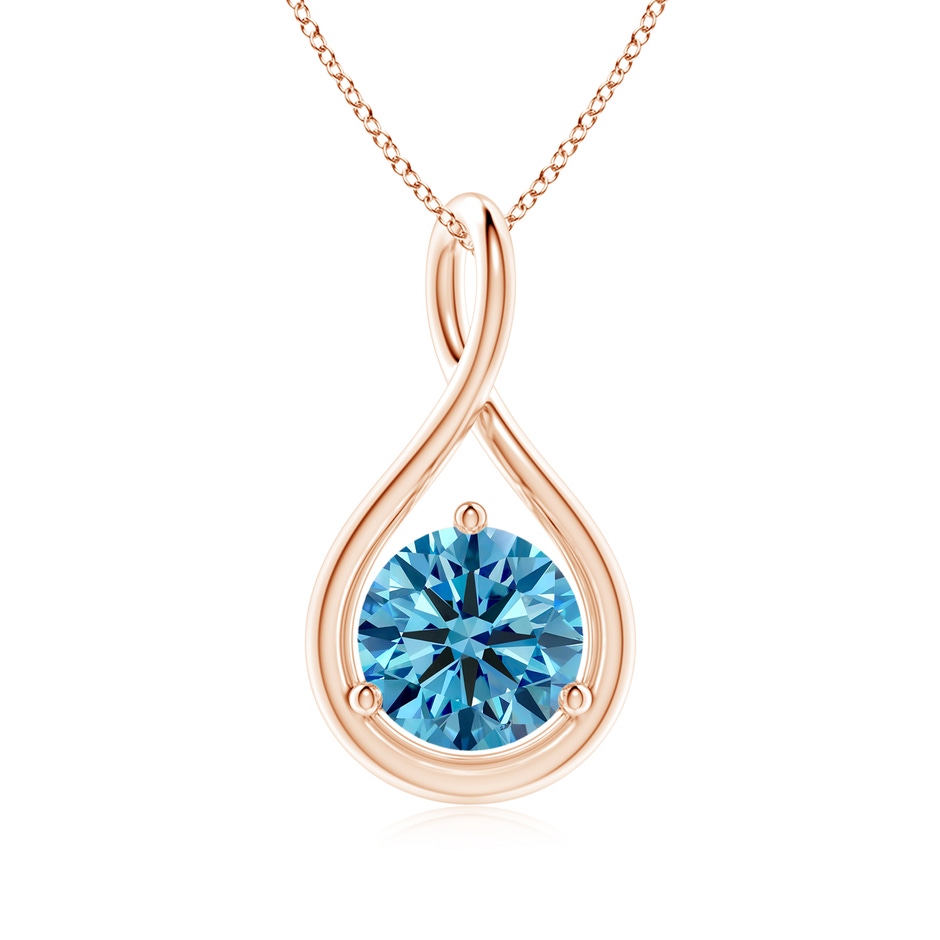 6.4mm Labgrown Solitaire Round Lab-Grown Fancy Intense Blue Diamond Infinity Twist Pendant in Rose Gold 