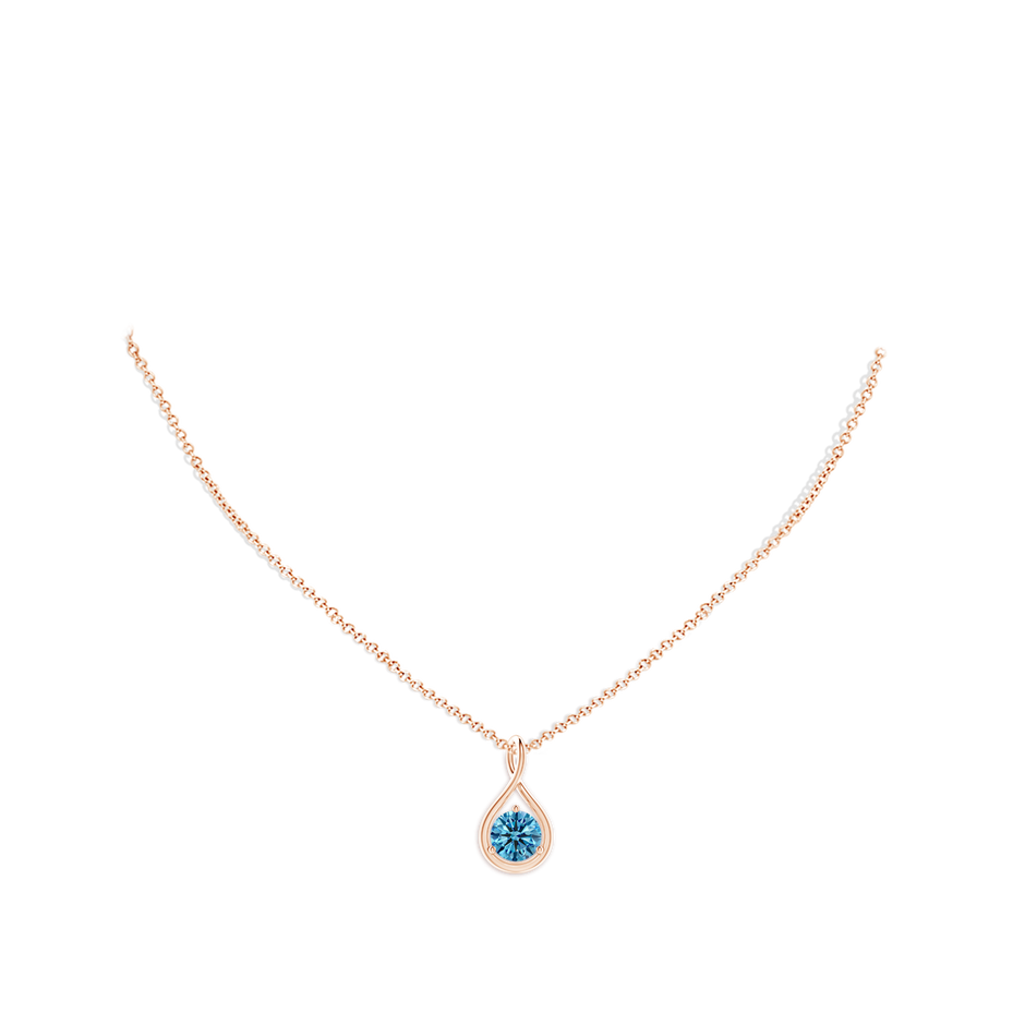 6.4mm Labgrown Solitaire Round Lab-Grown Fancy Intense Blue Diamond Infinity Twist Pendant in Rose Gold pen