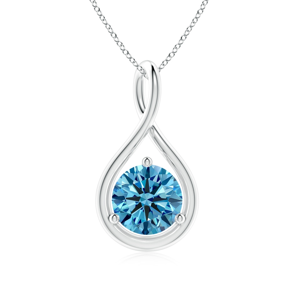 6.4mm Labgrown Solitaire Round Lab-Grown Fancy Intense Blue Diamond Infinity Twist Pendant in White Gold 