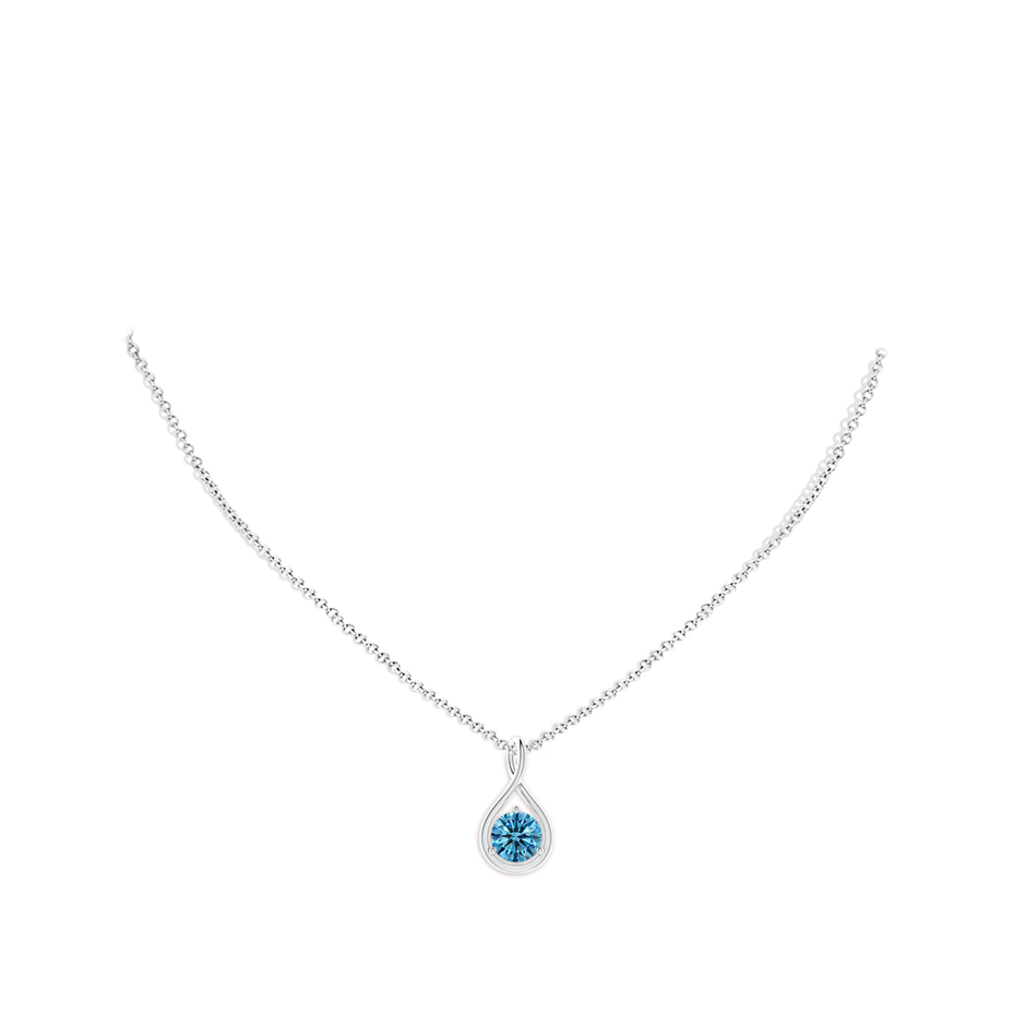 6.4mm Labgrown Solitaire Round Lab-Grown Fancy Intense Blue Diamond Infinity Twist Pendant in White Gold pen