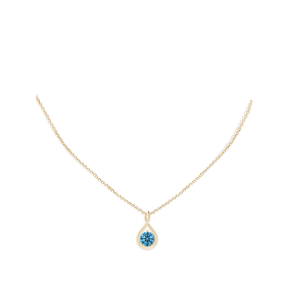 6.4mm Labgrown Solitaire Round Lab-Grown Fancy Intense Blue Diamond Infinity Twist Pendant in Yellow Gold pen