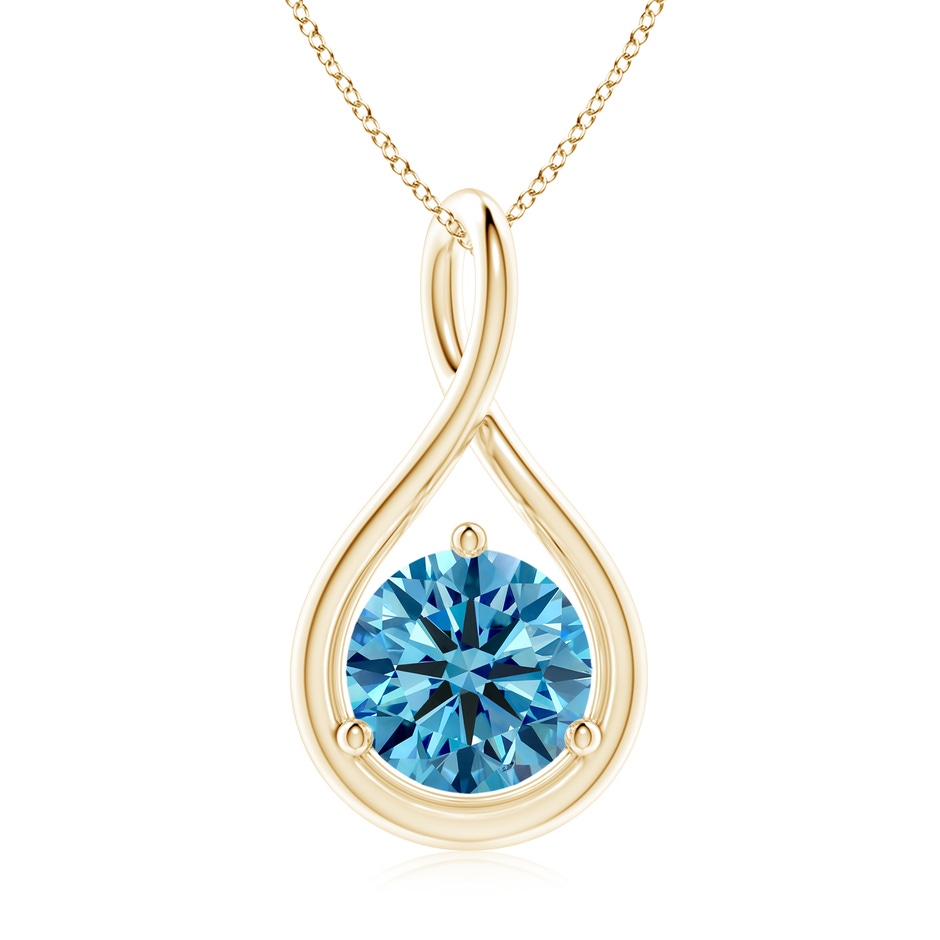 8mm Labgrown Solitaire Round Lab-Grown Fancy Intense Blue Diamond Infinity Twist Pendant in Yellow Gold 