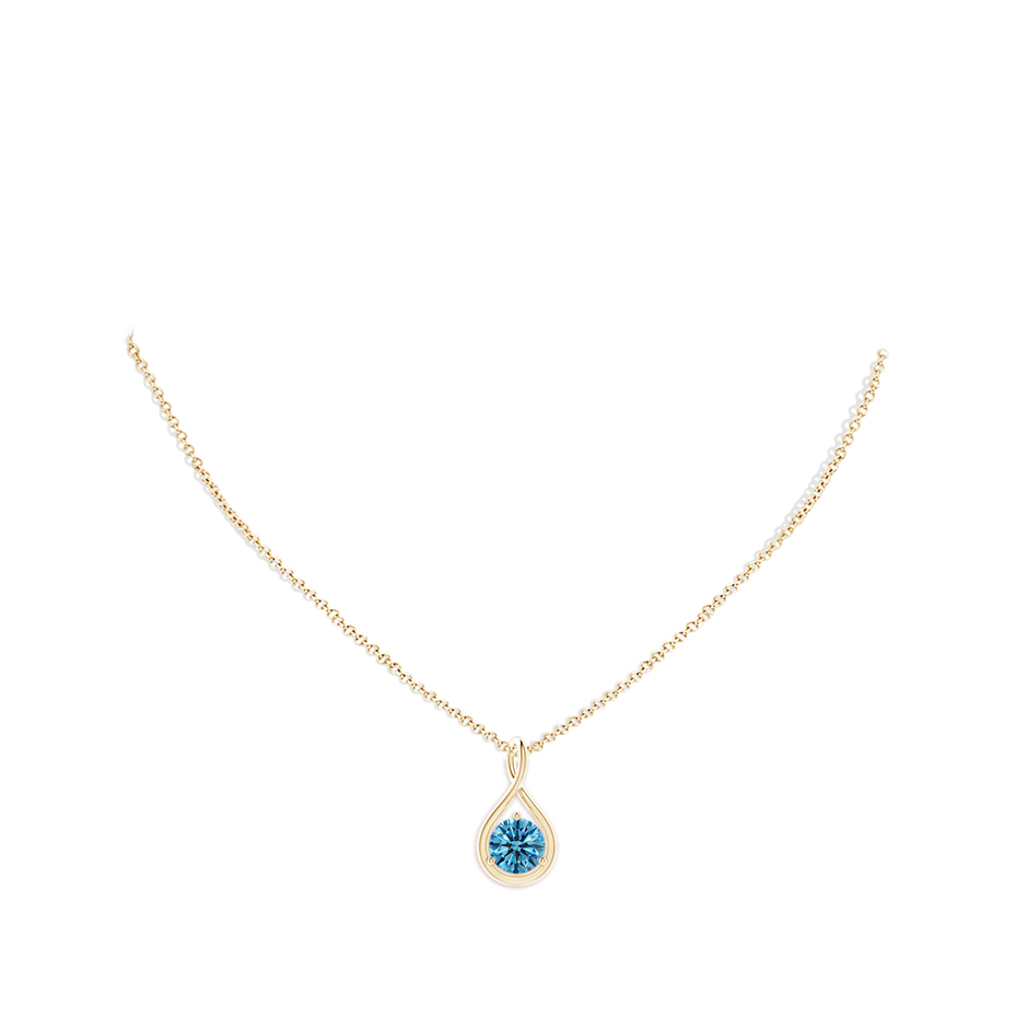 8mm Labgrown Solitaire Round Lab-Grown Fancy Intense Blue Diamond Infinity Twist Pendant in Yellow Gold pen