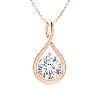 6.4mm FGVS Lab-Grown Solitaire Round Diamond Infinity Twist Pendant in 18K Rose Gold