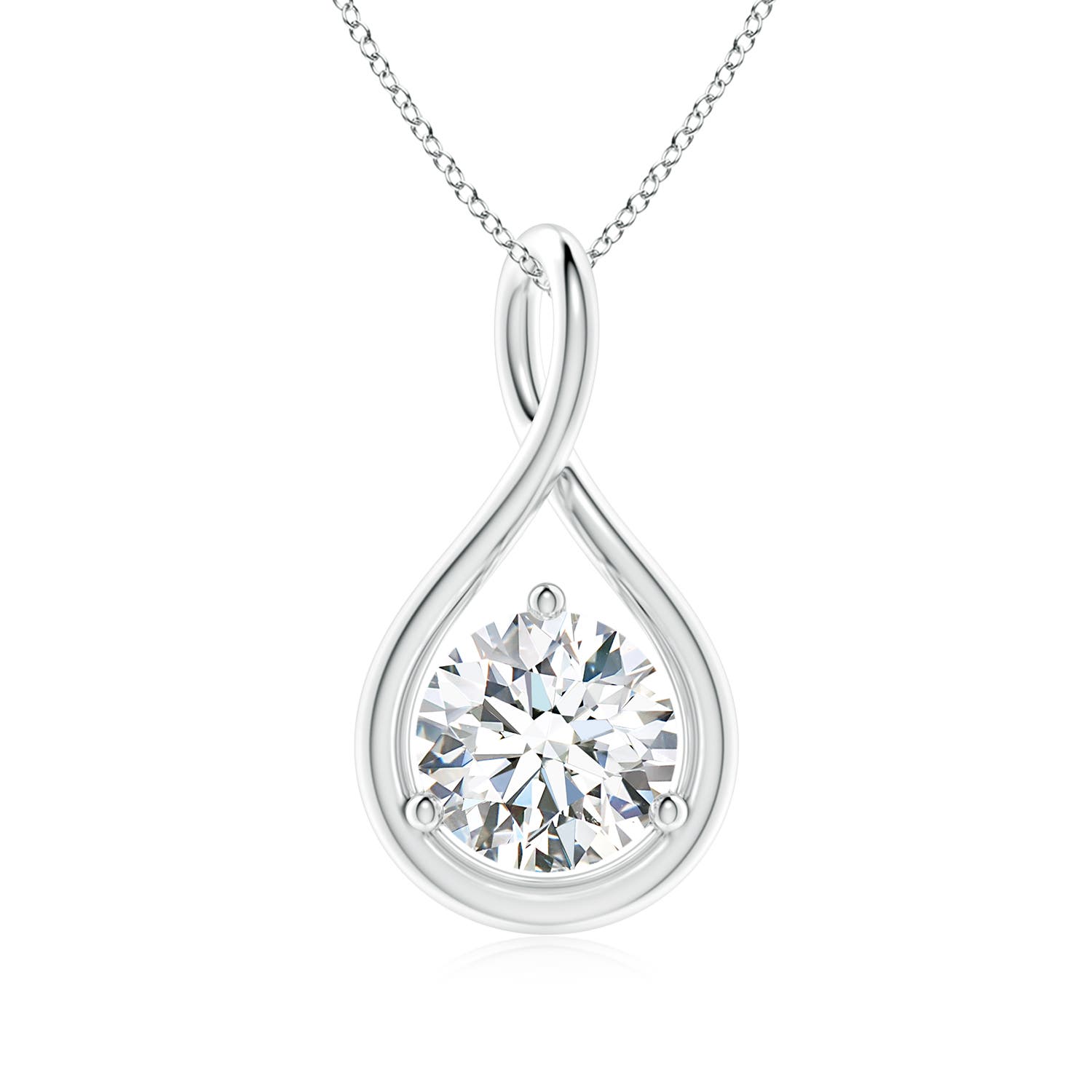 6.4mm FGVS Lab-Grown Solitaire Round Diamond Infinity Twist Pendant in 18CT White Gold