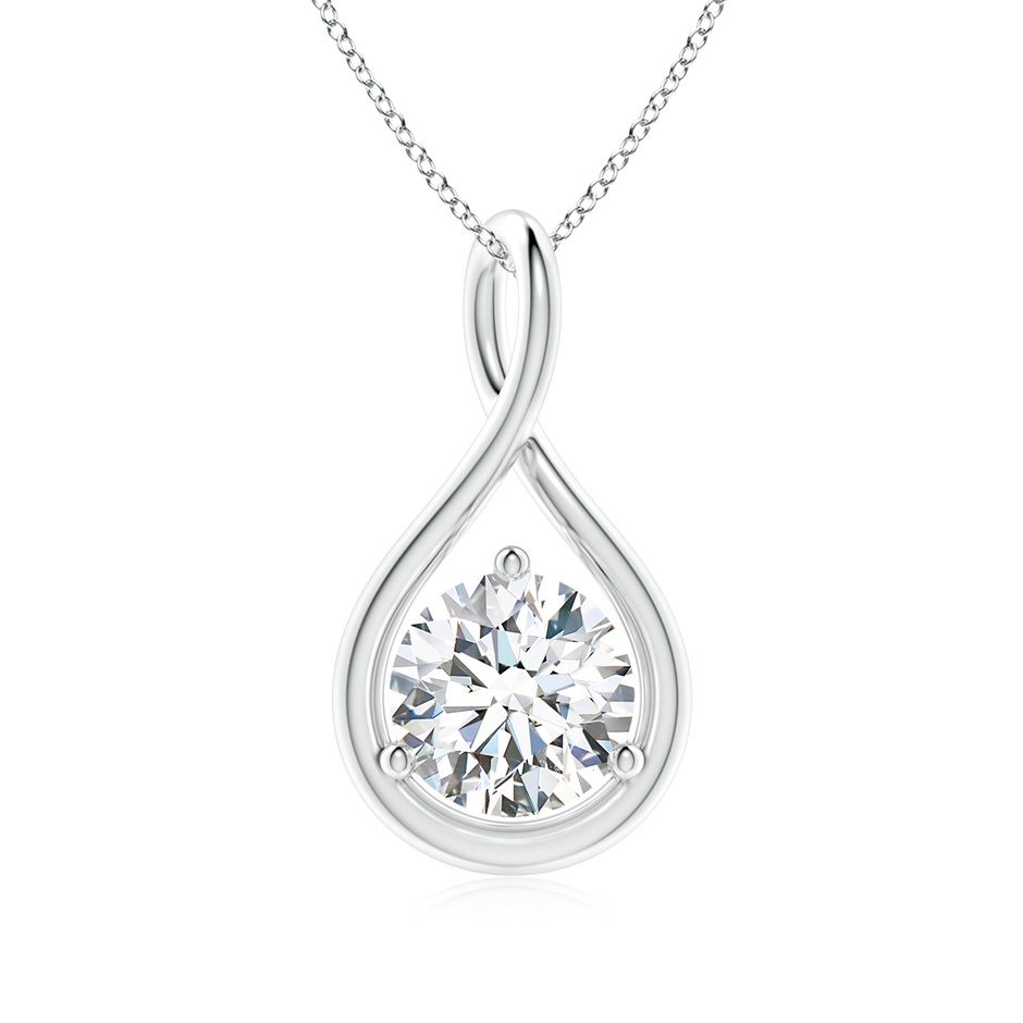 6.4mm FGVS Lab-Grown Solitaire Round Diamond Infinity Twist Pendant in 18K White Gold 
