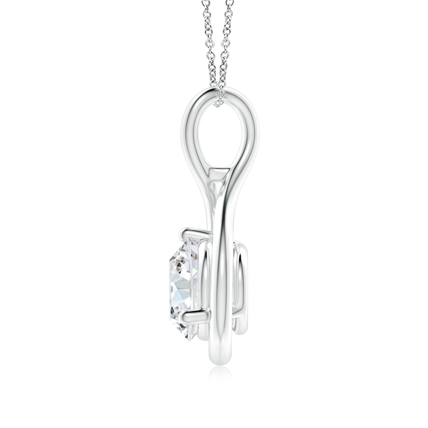 6.4mm FGVS Lab-Grown Solitaire Round Diamond Infinity Twist Pendant in 18K White Gold