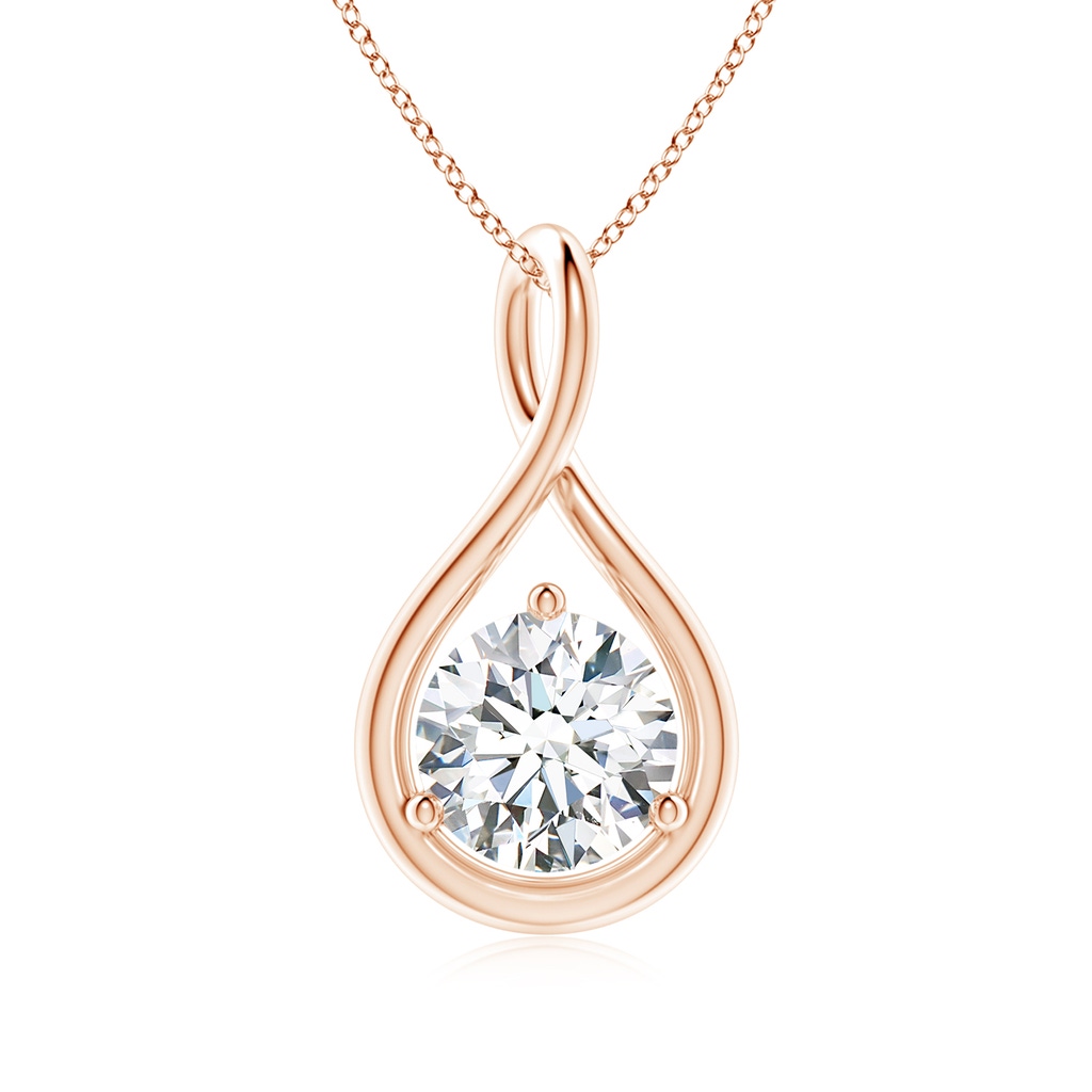 6.4mm FGVS Lab-Grown Solitaire Round Diamond Infinity Twist Pendant in Rose Gold