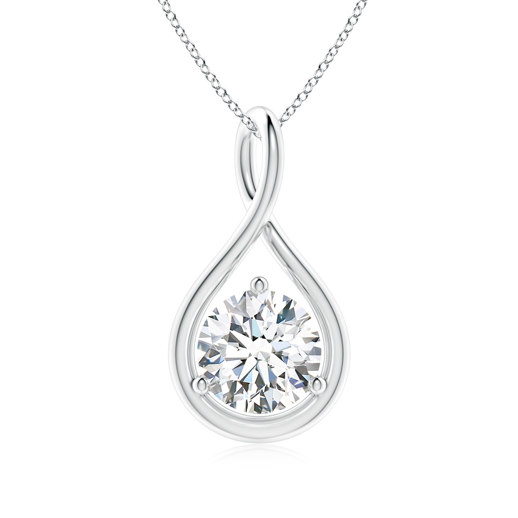 6.4mm FGVS Lab-Grown Solitaire Round Diamond Infinity Twist Pendant in S999 Silver