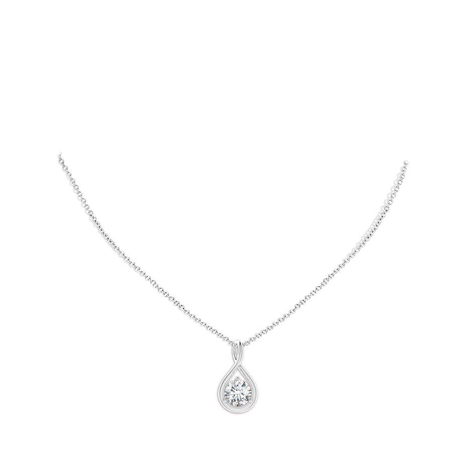 6.4mm FGVS Lab-Grown Solitaire Round Diamond Infinity Twist Pendant in White Gold pen