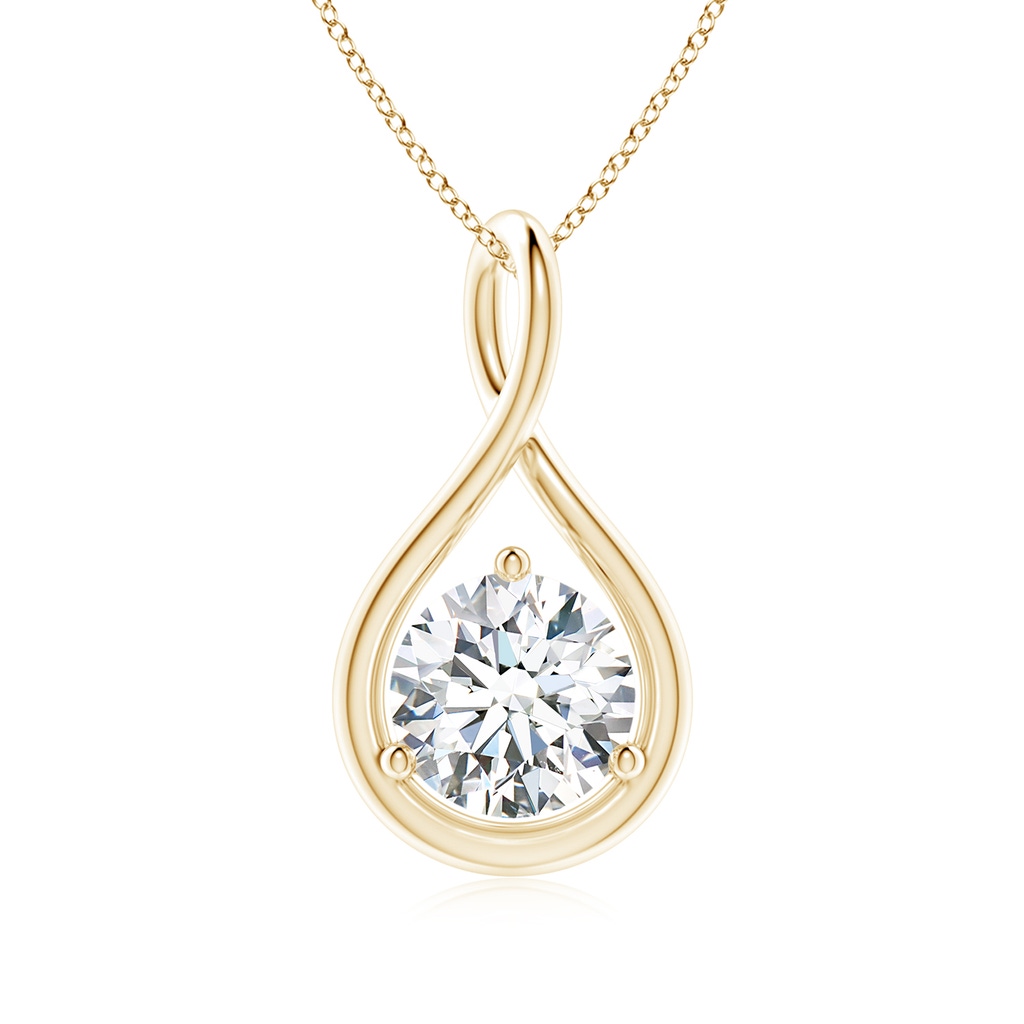 6.4mm FGVS Lab-Grown Solitaire Round Diamond Infinity Twist Pendant in Yellow Gold