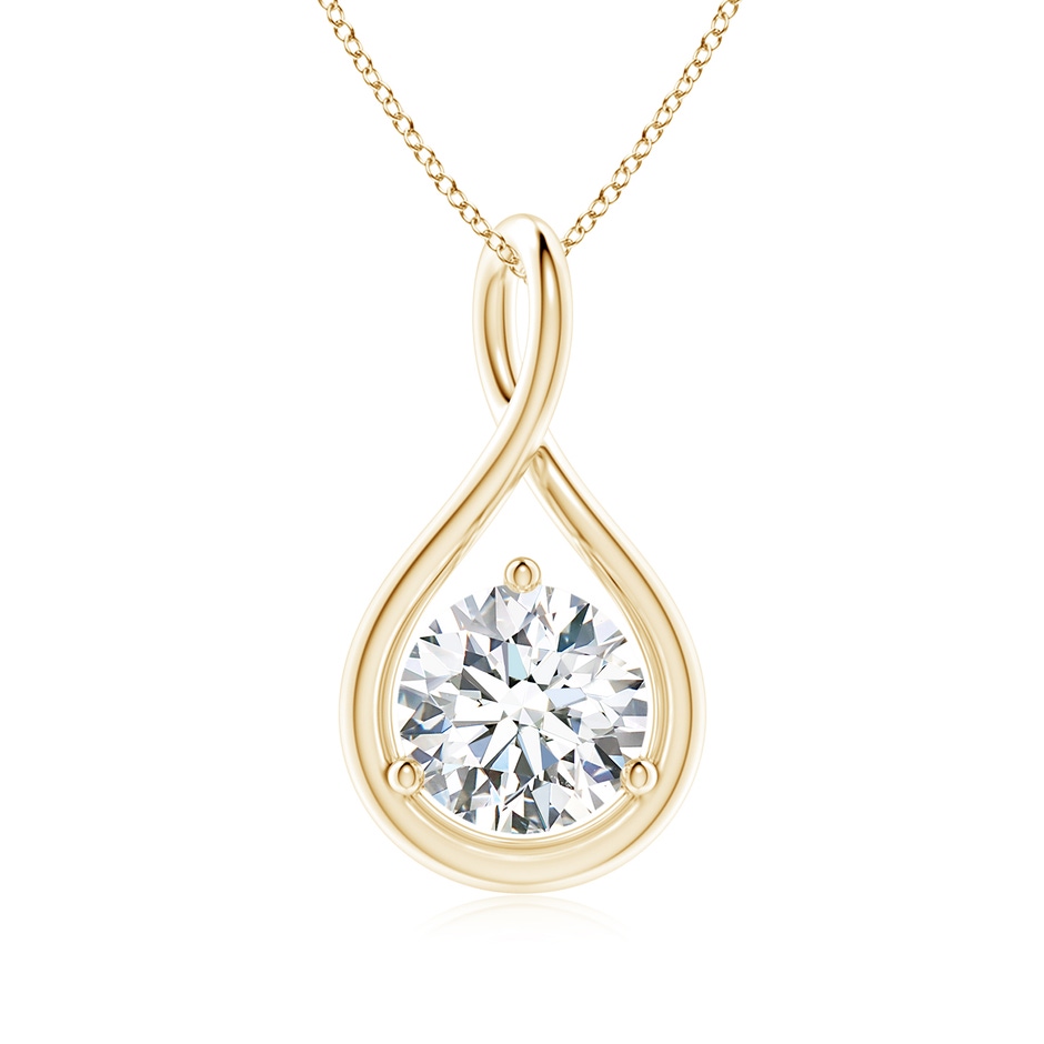 6.4mm FGVS Lab-Grown Solitaire Round Diamond Infinity Twist Pendant in Yellow Gold 