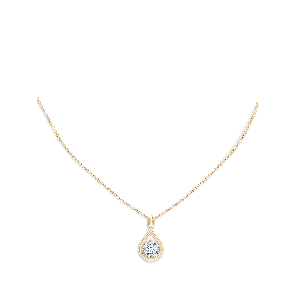 6.4mm FGVS Lab-Grown Solitaire Round Diamond Infinity Twist Pendant in Yellow Gold pen