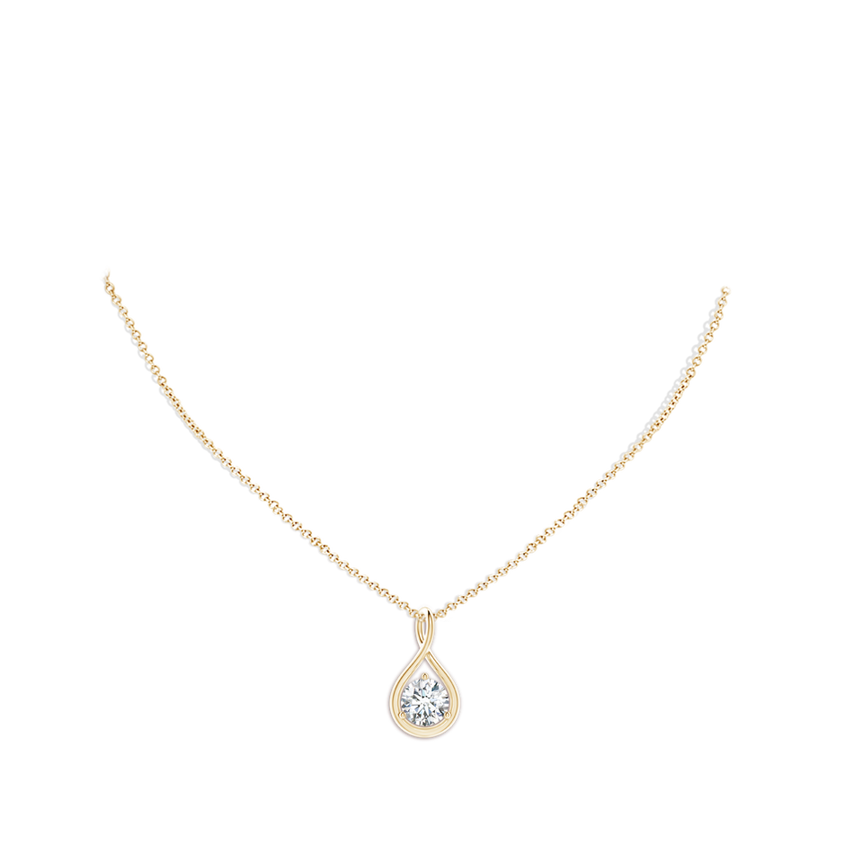 6.4mm FGVS Lab-Grown Solitaire Round Diamond Infinity Twist Pendant in Yellow Gold pen