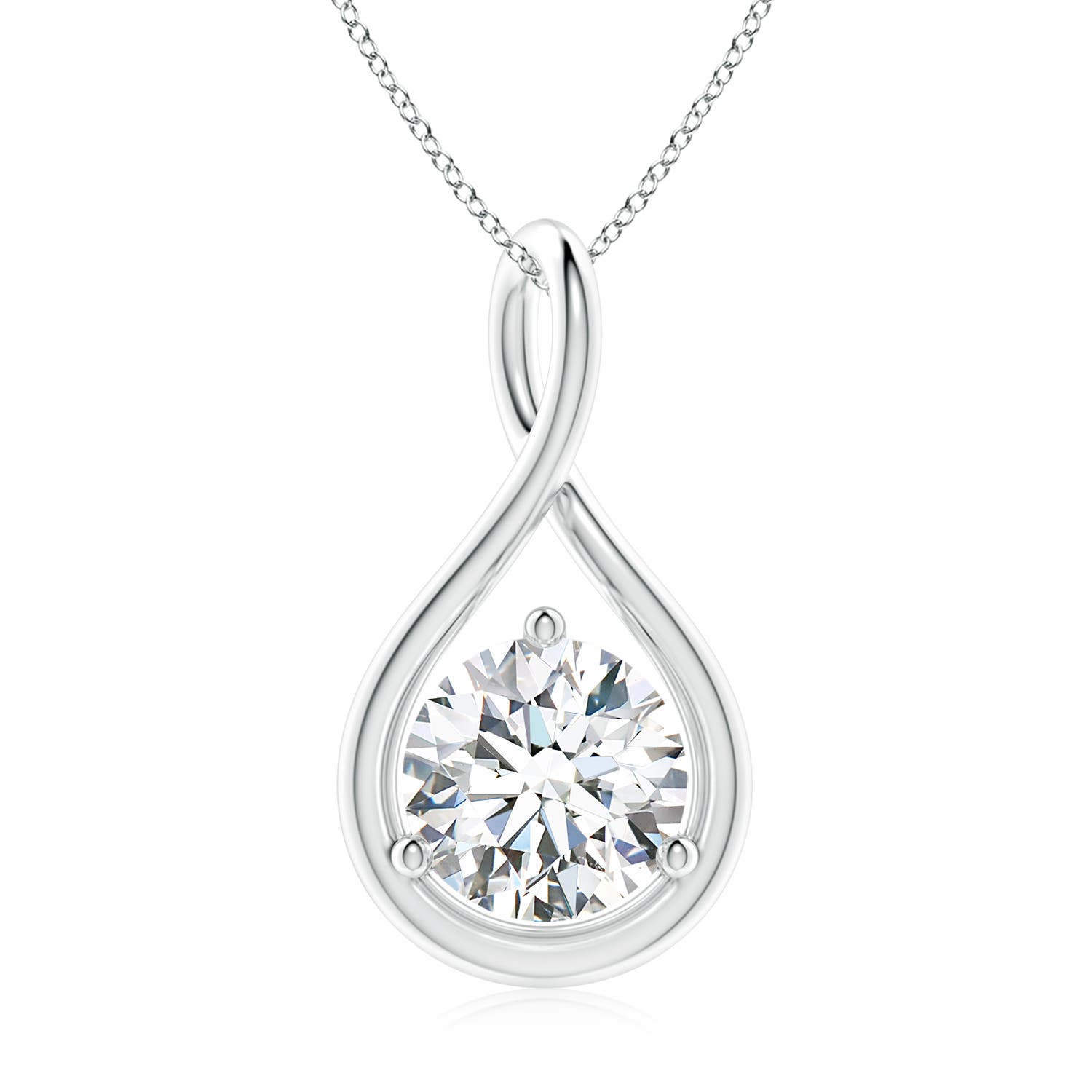 8mm FGVS Lab-Grown Solitaire Round Diamond Infinity Twist Pendant in P950 Platinum